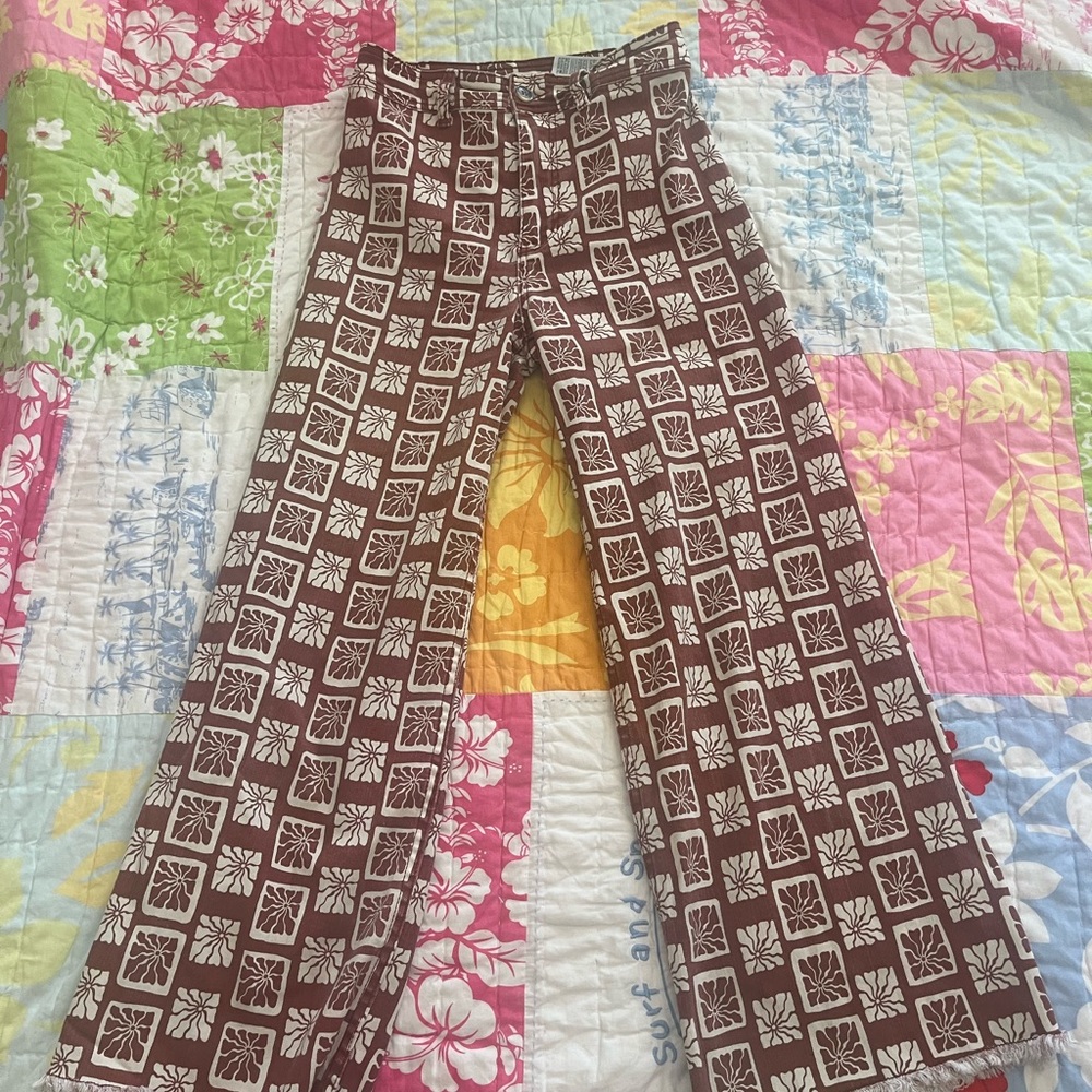 Billabong Red and White Floral Pants